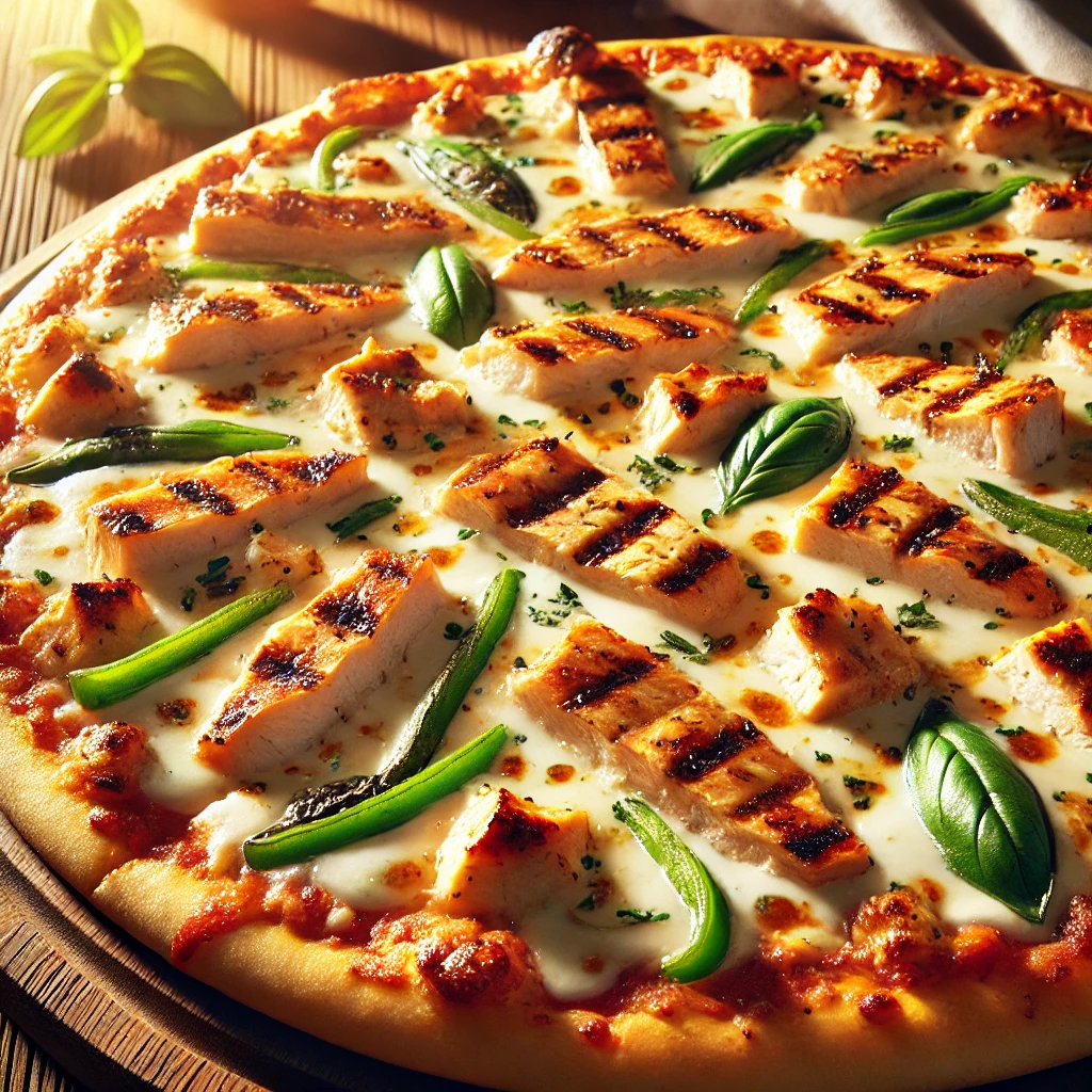 Delicious and healthy pizza ready to eat with an innovative way to prepare chicken pizza