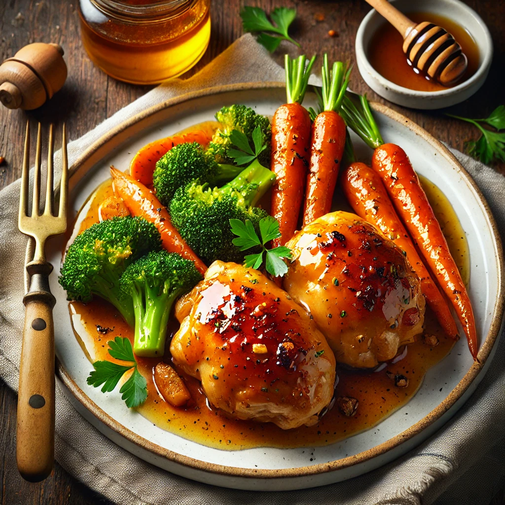 Honey-Garlic Chicken Thighs with Carrots and Broccoli: A Simple and Flavorful Meal