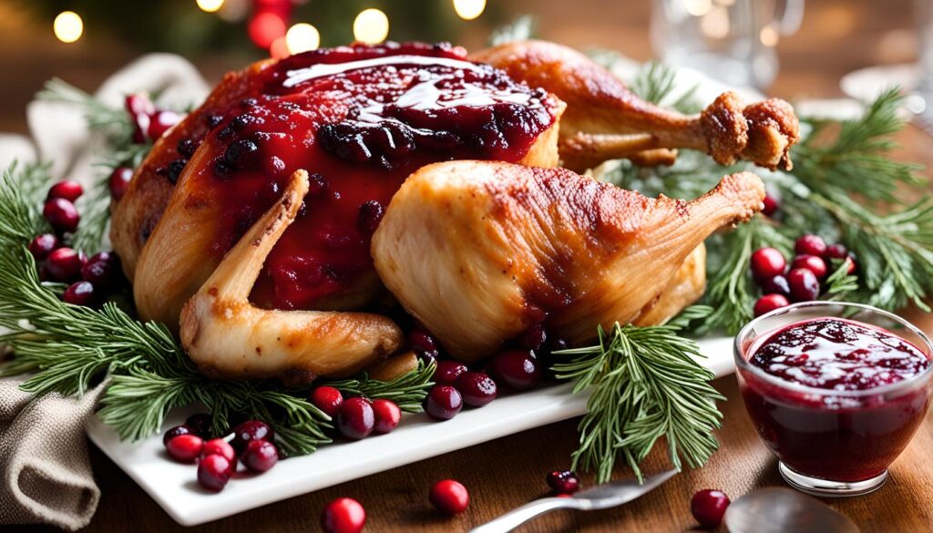 Roasted Chicken with Cranberry Sauce